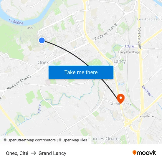 Onex, Cité to Grand Lancy map