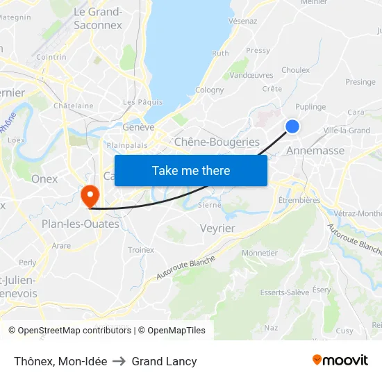 Thônex, Mon-Idée to Grand Lancy map