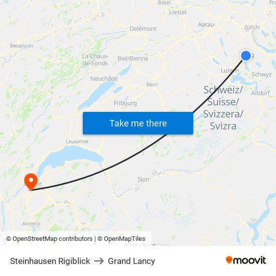 Steinhausen Rigiblick to Grand Lancy map