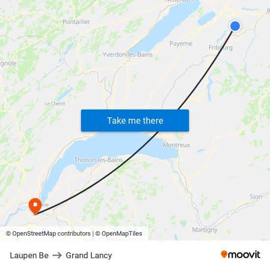Laupen Be to Grand Lancy map