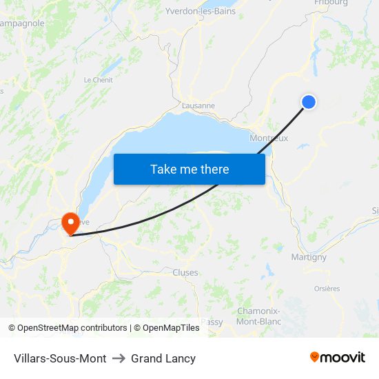 Villars-Sous-Mont to Grand Lancy map