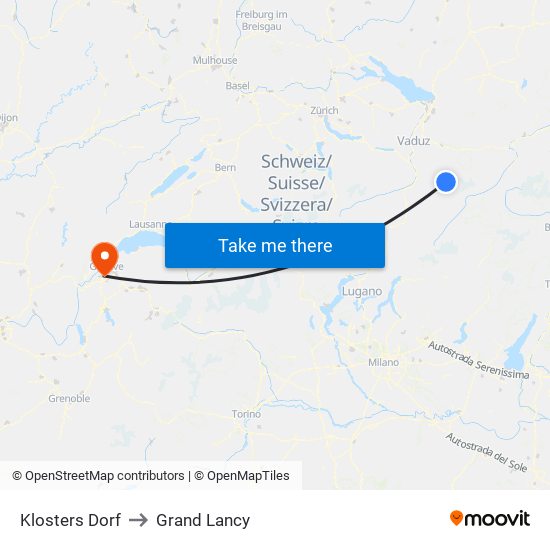 Klosters Dorf to Grand Lancy map