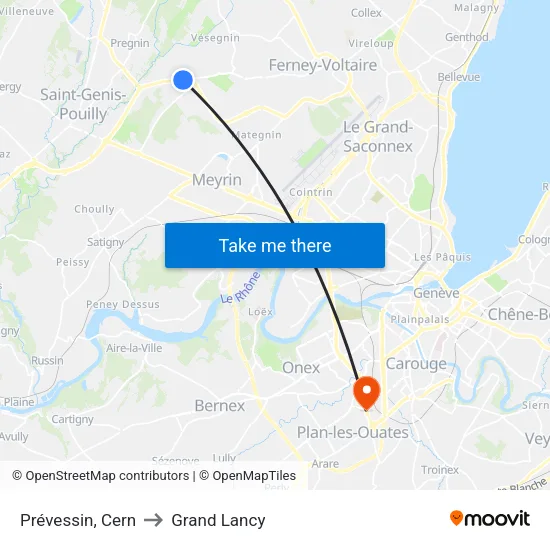 Prévessin, Cern to Grand Lancy map