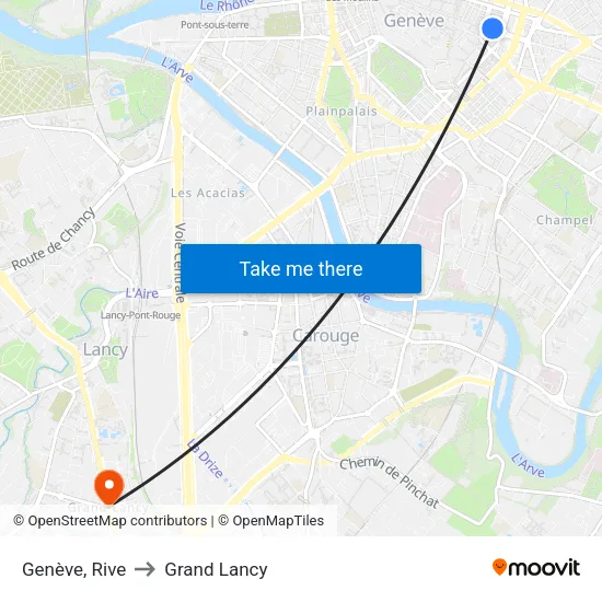 Genève, Rive to Grand Lancy map