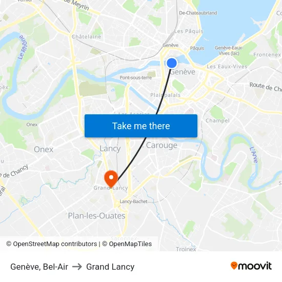 Genève, Bel-Air to Grand Lancy map