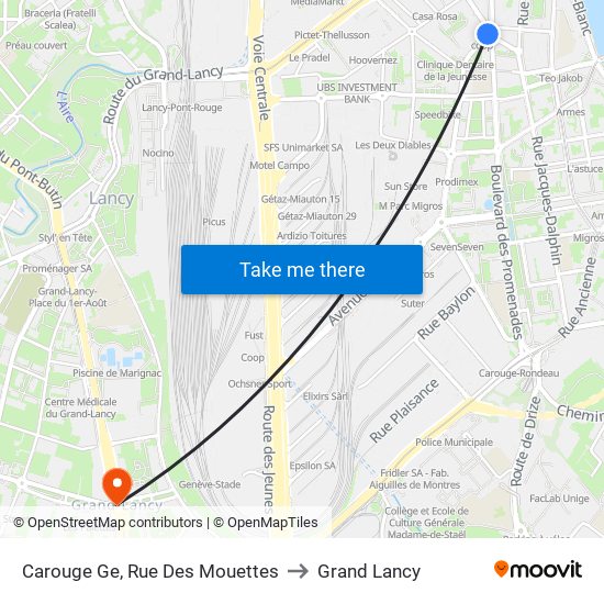 Carouge Ge, Rue Des Mouettes to Grand Lancy map