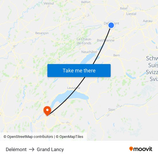 Delémont to Grand Lancy map