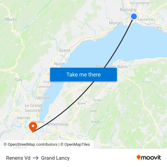 Renens Vd to Grand Lancy map