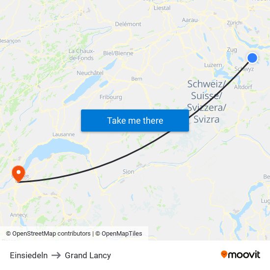 Einsiedeln to Grand Lancy map