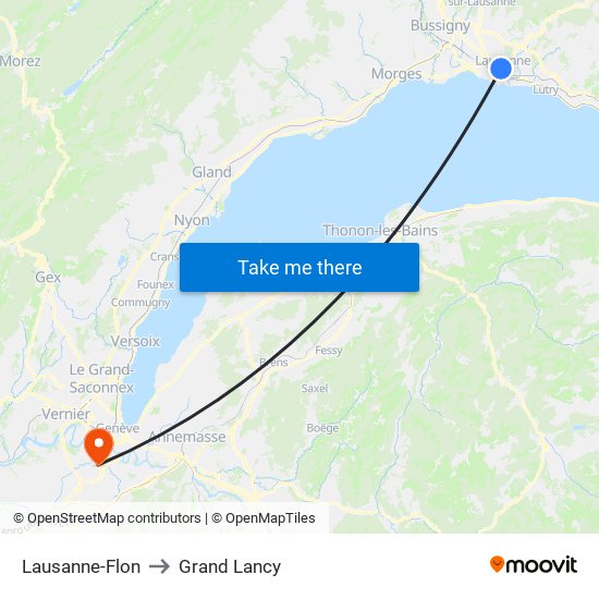 Lausanne-Flon to Grand Lancy map