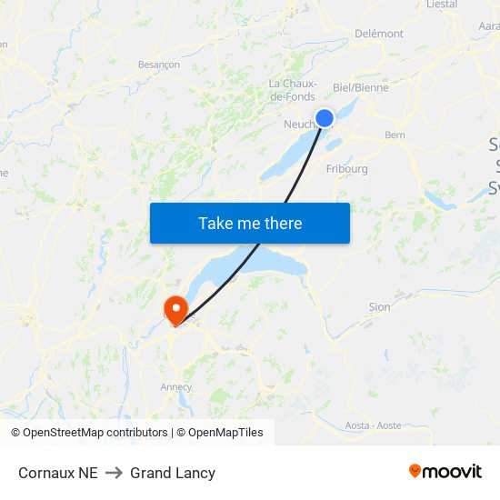 Cornaux NE to Grand Lancy map
