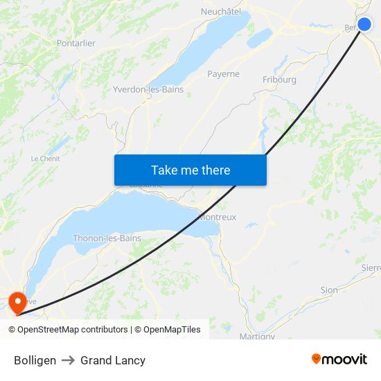 Bolligen to Grand Lancy map