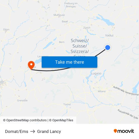 Domat/Ems to Grand Lancy map