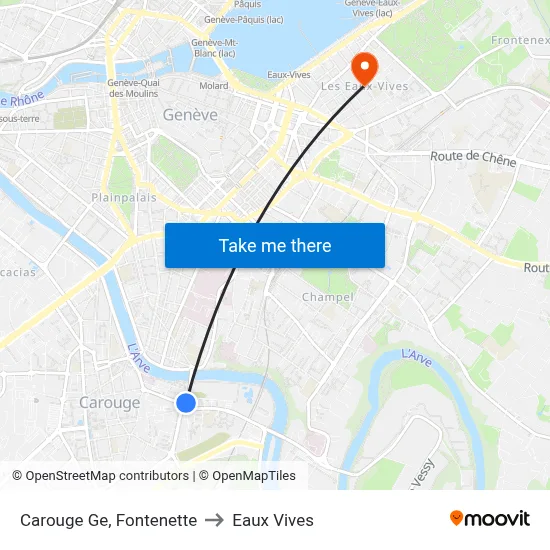Carouge Ge, Fontenette to Eaux Vives map