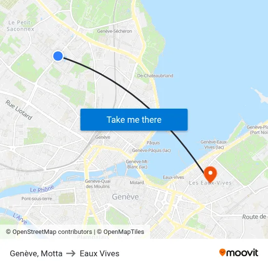 Genève, Motta to Eaux Vives map