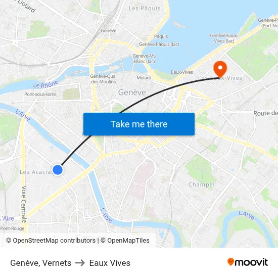 Genève, Vernets to Eaux Vives map
