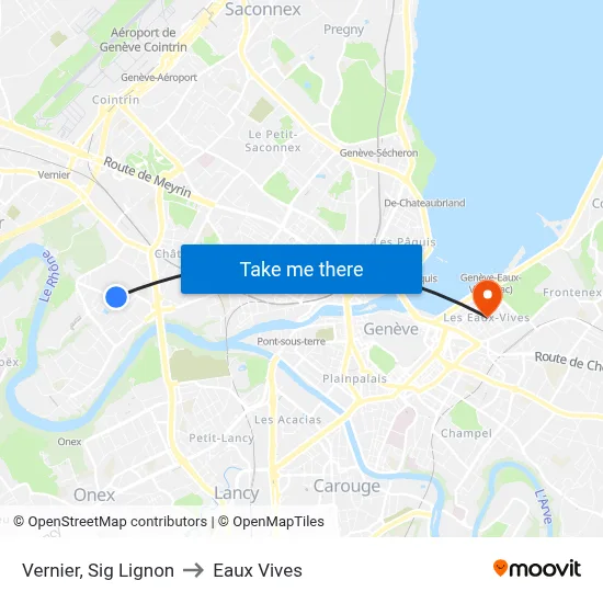 Vernier, Sig Lignon to Eaux Vives map