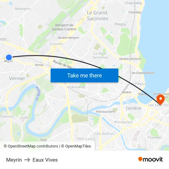 Meyrin to Eaux Vives map