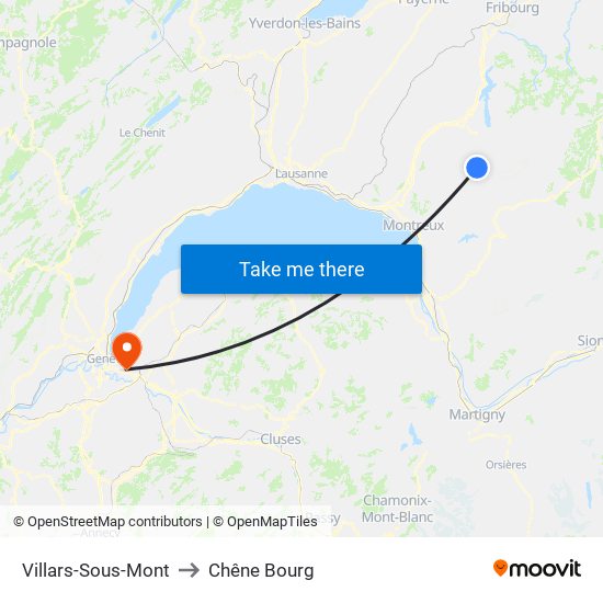 Villars-Sous-Mont to Chêne Bourg map