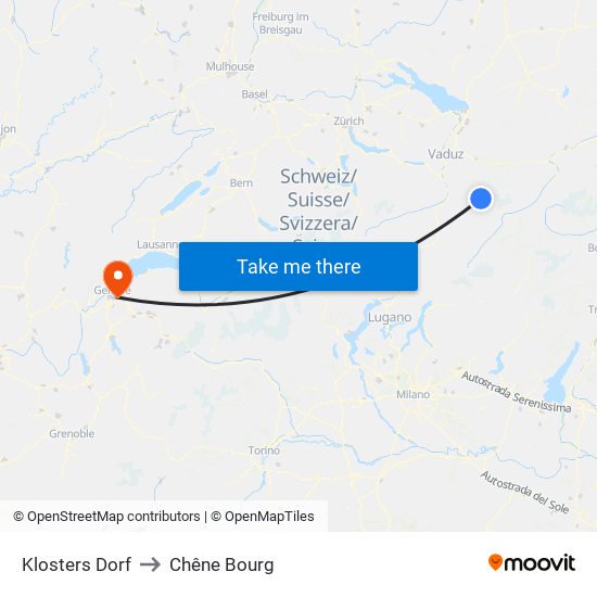 Klosters Dorf to Chêne Bourg map