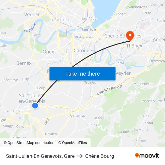Saint-Julien-En-Genevois, Gare to Chêne Bourg map