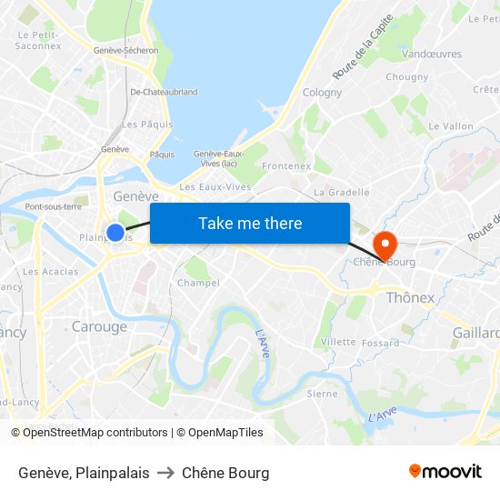 Genève, Plainpalais to Chêne Bourg map