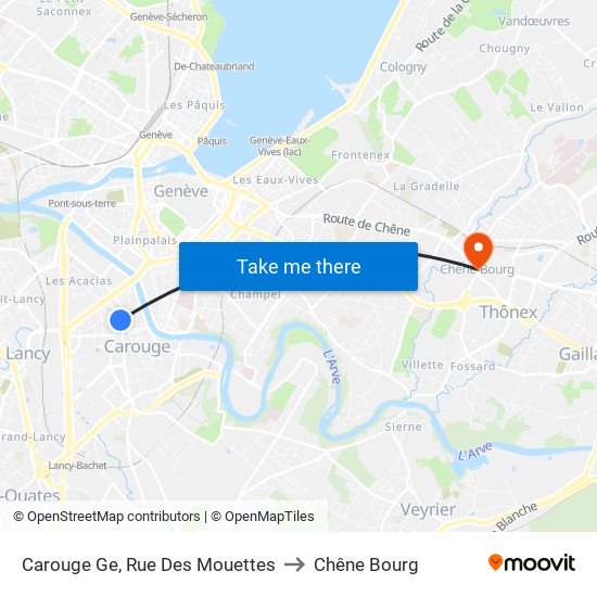 Carouge Ge, Rue Des Mouettes to Chêne Bourg map