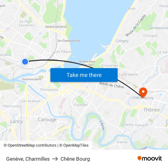 Genève, Charmilles to Chêne Bourg map