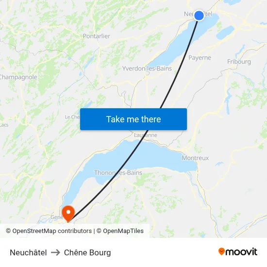 Neuchâtel to Chêne Bourg map