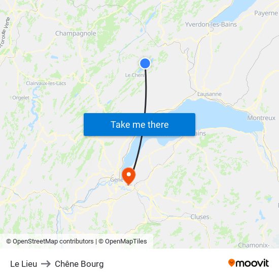 Le Lieu to Chêne Bourg map