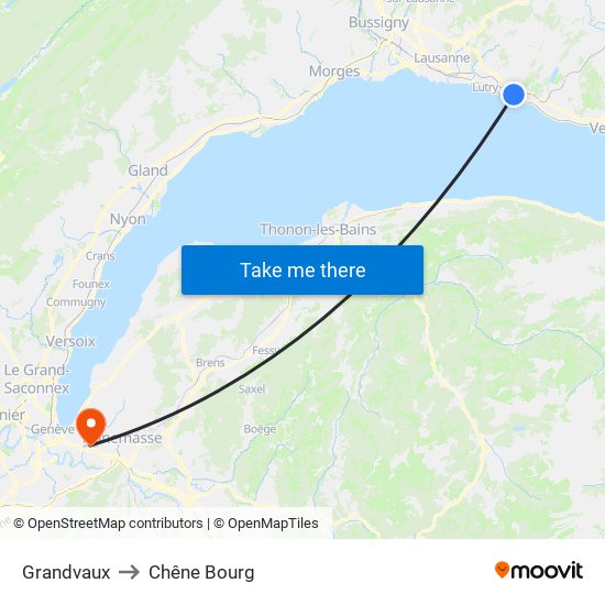 Grandvaux to Chêne Bourg map