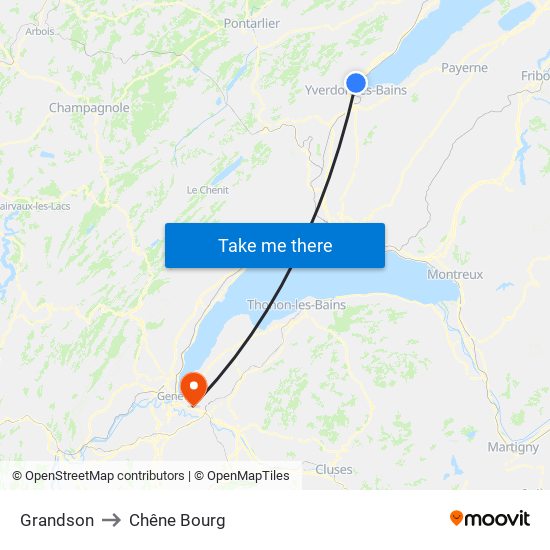 Grandson to Chêne Bourg map