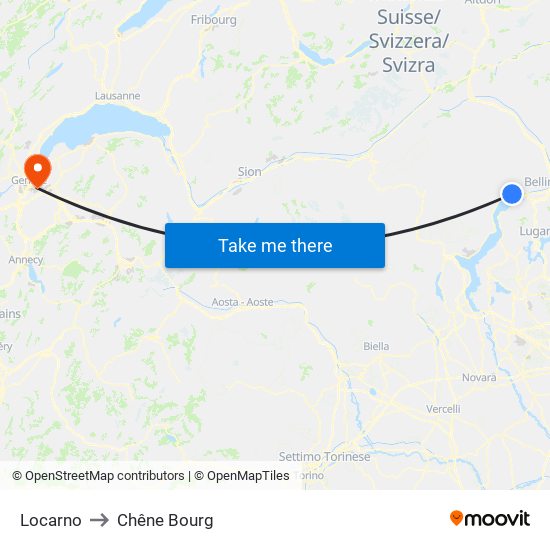 Locarno to Chêne Bourg map