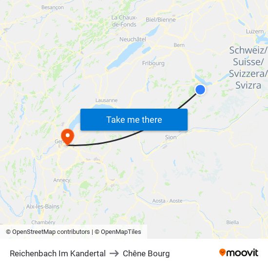 Reichenbach Im Kandertal to Chêne Bourg map