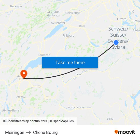 Meiringen to Chêne Bourg map