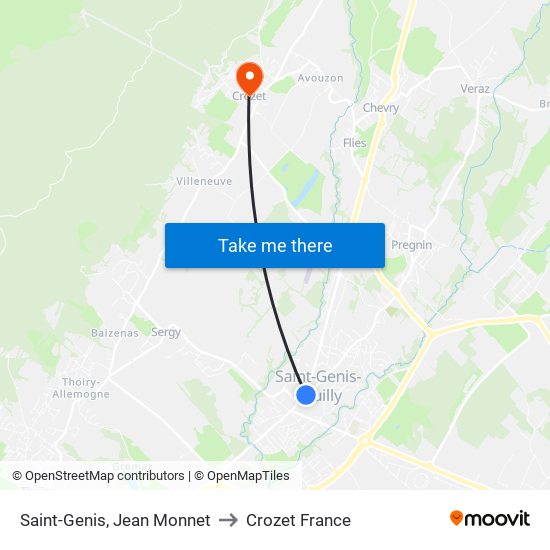 Saint-Genis, Jean Monnet to Crozet France map