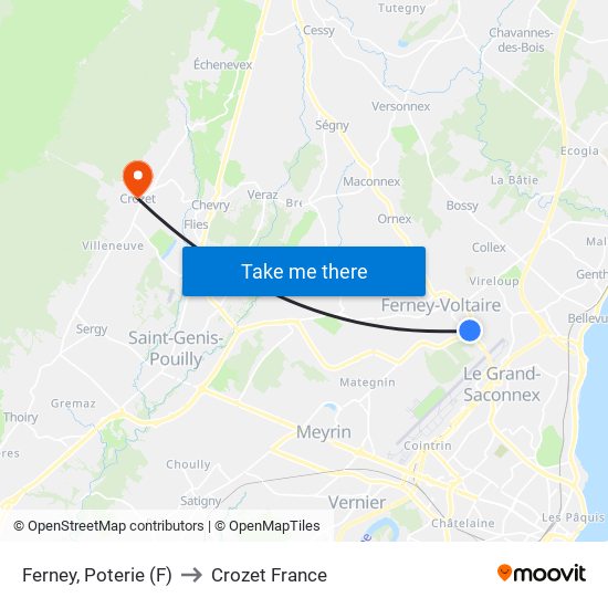 Ferney, Poterie (F) to Crozet France map