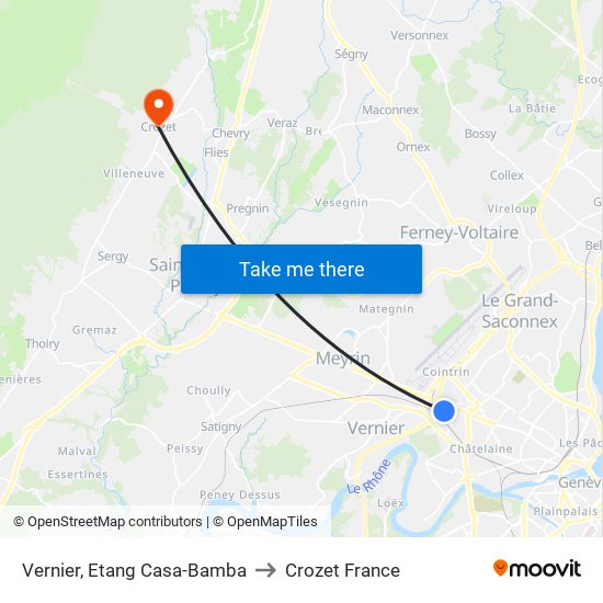 Vernier, Etang Casa-Bamba to Crozet France map