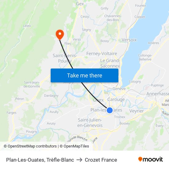 Plan-Les-Ouates, Trèfle-Blanc to Crozet France map