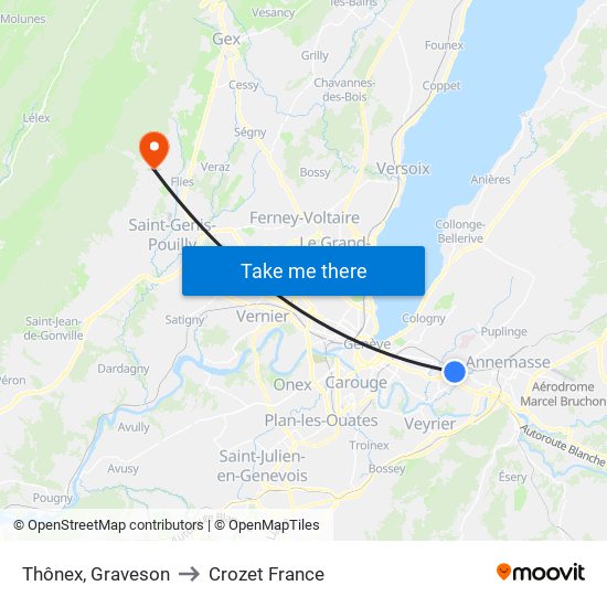 Thônex, Graveson to Crozet France map