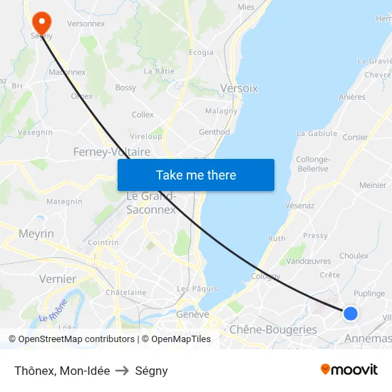 Thônex, Mon-Idée to Ségny map