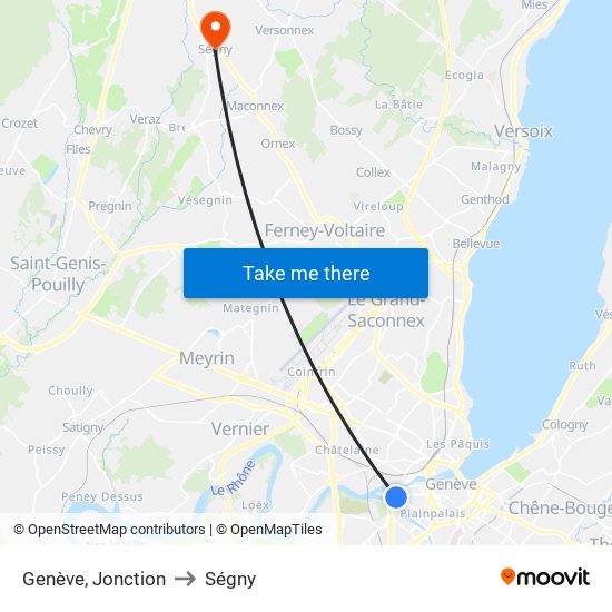 Genève, Jonction to Ségny map
