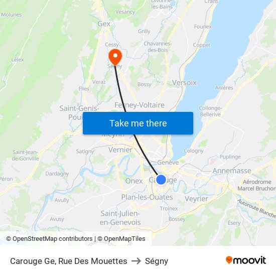 Carouge Ge, Rue Des Mouettes to Ségny map