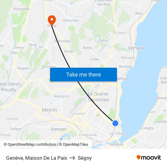 Genève, Maison De La Paix to Ségny map