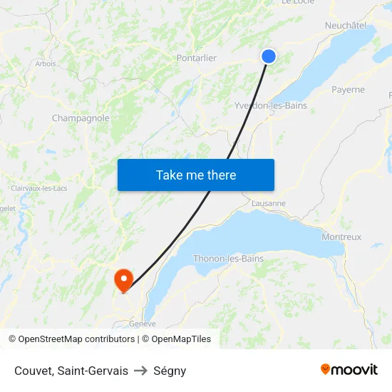 Couvet, Saint-Gervais to Ségny map