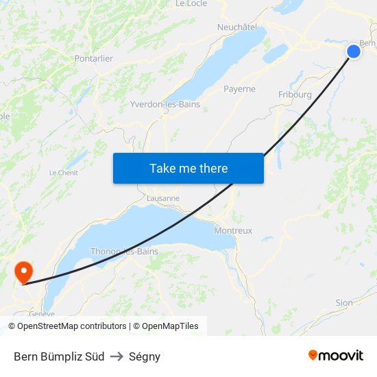 Bern Bümpliz Süd to Ségny map