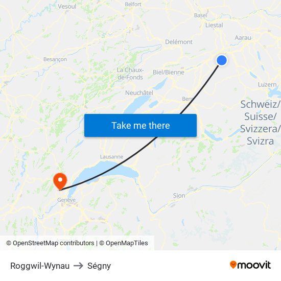 Roggwil-Wynau to Ségny map
