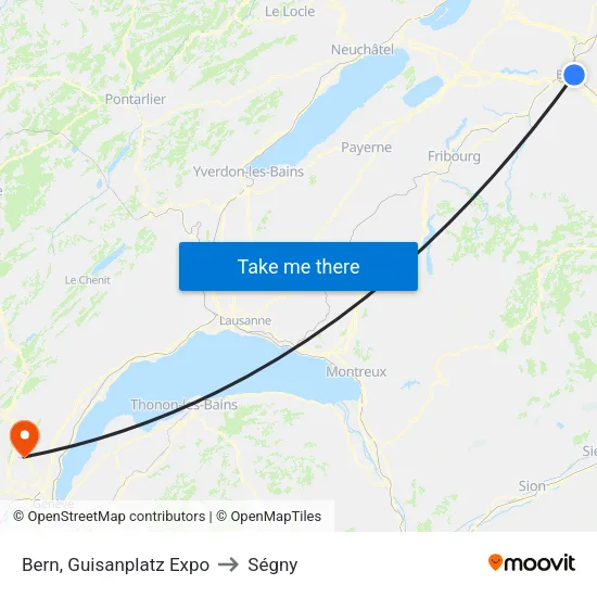 Bern, Guisanplatz Expo to Ségny map