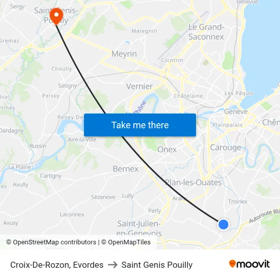 Croix-De-Rozon, Evordes to Saint Genis Pouilly map