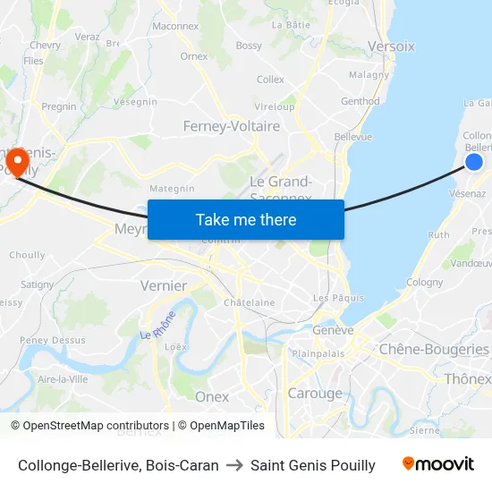 Collonge-Bellerive, Bois-Caran to Saint Genis Pouilly map